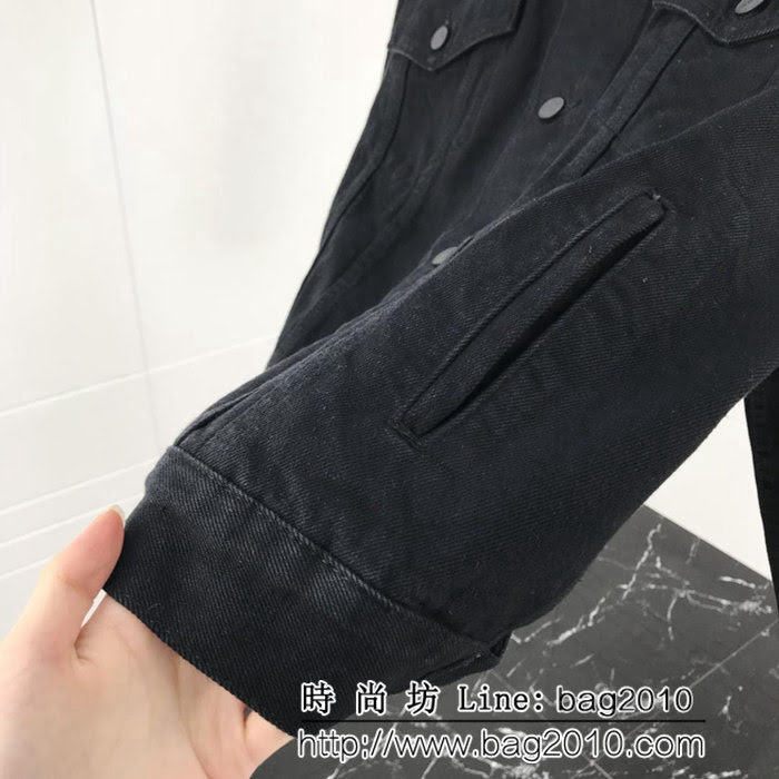 BALENCIAGA巴黎世家 18FW新款 後背彩虹旗子 黑色牛仔外套 男女同款 ydi1613